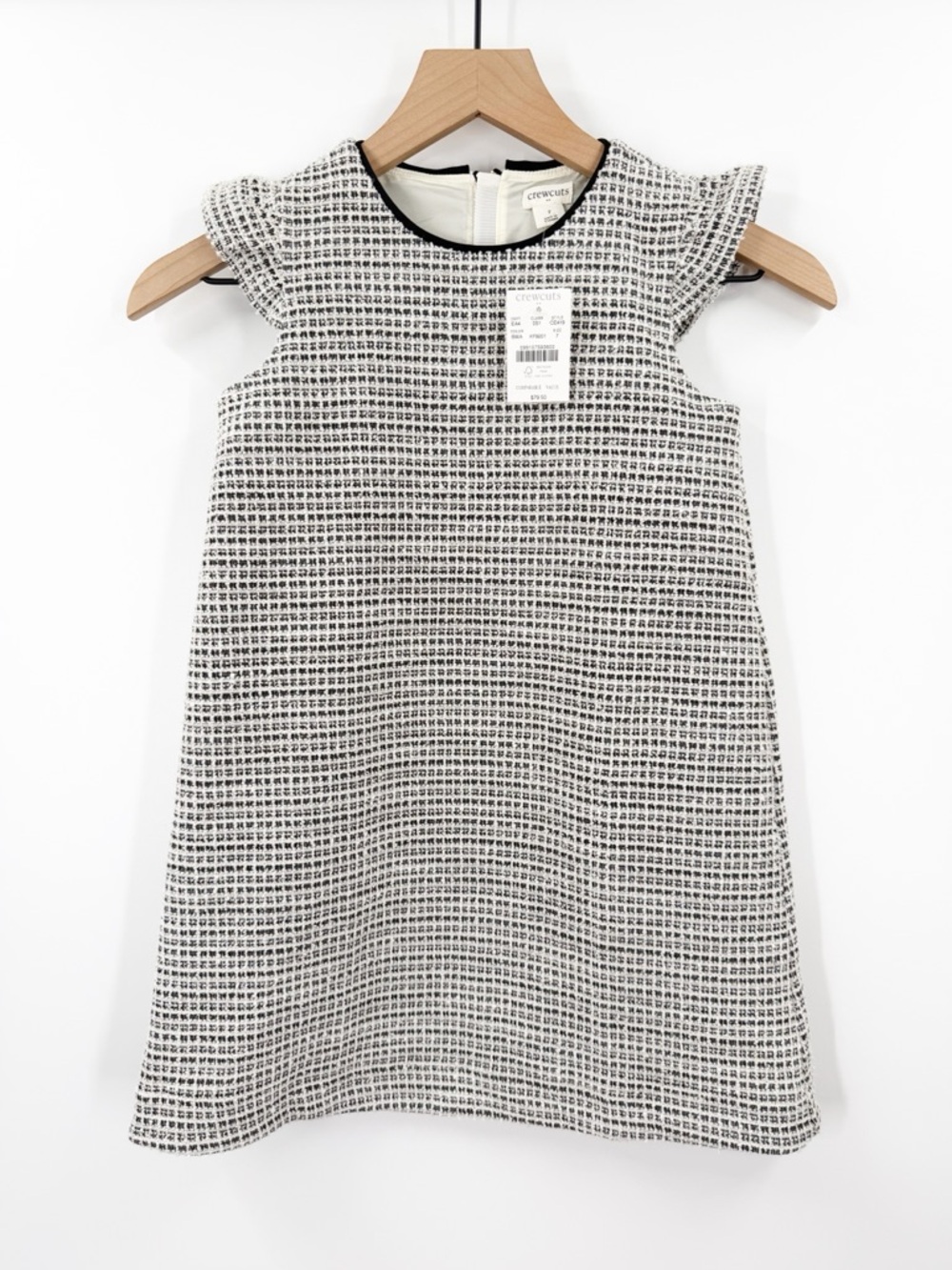Crewcuts J. Crew Girls Shimmer Tweed Ruffle Sleeve Dress